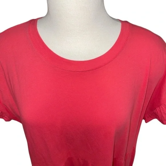 J.Crew Women's Dress Size M Red Short Sleeve Tiered Knee Length Cozy Comfort - Picture 2 of 8